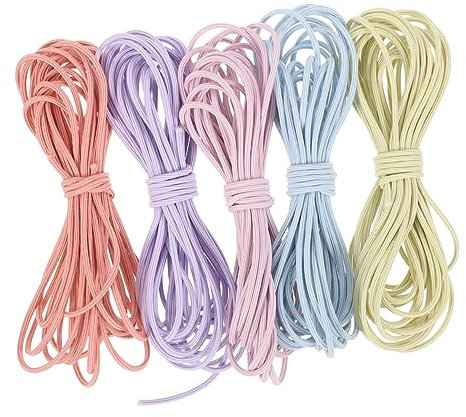 EXCEART Cuerda Elástica para Pulseras 5Pcs Cordón De Beading para Joyería 5 Metros por Color En Tonos Pastel