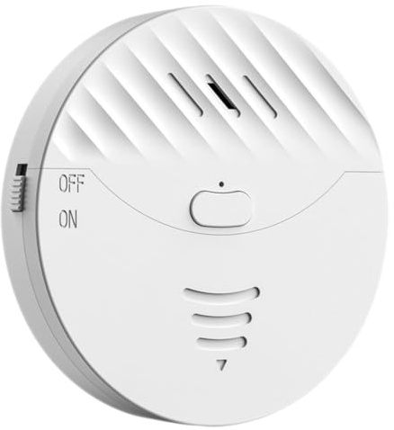 Fenster Vibrationssensor mit 130 Db Alarm für Glasfenster | Kunststoffgehäuse in Weiß, Glasbrucherkennung und Batteriewarnung, für Haus und Gewerbe