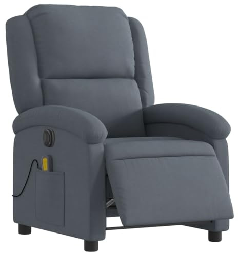 vidaXL Elektrisk massagefåtölj mörkgrå sammet, massagerande fåtölj, massage fåtölj, lutande fåtölj, massagefåtöljer, massagerande fåtöljer