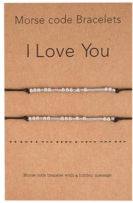 2 Piezas Te Amo Código Morse Pulseras Para Mujeres Parejas Amistad Hermana Relación a Juego Pulsera De Cuentas Joyería, Código Morse de San Valentín Regalo Pulsera de Familia Pareja de Amistad