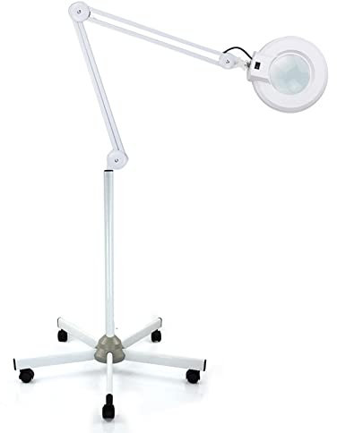 soudesileim Lupenleuchte Mit 125Mm Echtglaslinse, Lupenlampe Mit Standfuß, Dimmbar, Einstellbare Helligkeitsstufen,Für Arbeitsleuchte|Kosmetik (8 Dioptrien)