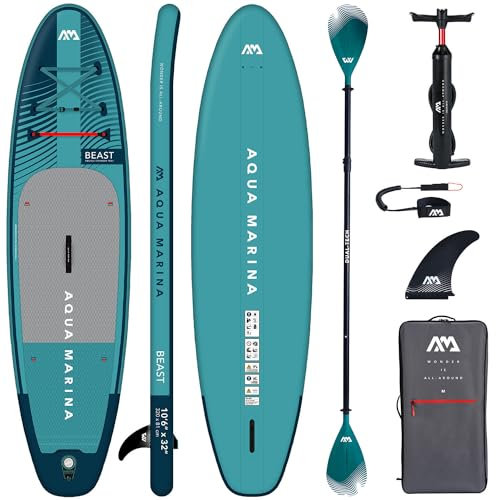 Aqua Marina Planche de paddle gonflable Stand up Paddle Aqua Marina Beast + pagaie DUAL-TECH VERT Pack complet 320x81x15 cm