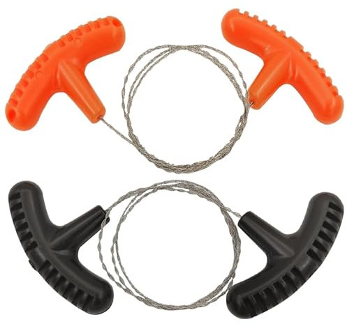 Fadbuds 2 Piezas Mini Sierra de Alambre de Acero Inoxidable, 68 cm Cable Tubos PVC Pequeña Manejable Madera De Bolsillo Cuerda Sierra Corte Herramienta para Exteriores Camping Senderismo Emergencia