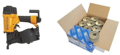 BLACK+DECKER BOSTITCH N66C-2-E Cloueur pneumatique à rouleaux spécial bardage & Tacwise 0964 Clous en Rouleau Extra Galvanisés à Tête Plate de Type 2,8/64 mm, Pointe en Diamant, Tige Annelée