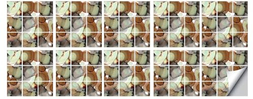Fliesenaufkleber Braun Grün Abstract Selbstklebende Klebefliesen, Wandfliesen Aufkleber,Wasserdicht Fliesensticker Fur Kuche Badezimmer Dekorative Stickerfliesen,Wohnzimmer Dekoration20X20Cm