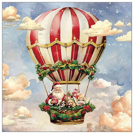 Ambiente Santa's Air Ballon Servilletas 20 unidades, 33 x 33 cm, decoración navideña para fiestas