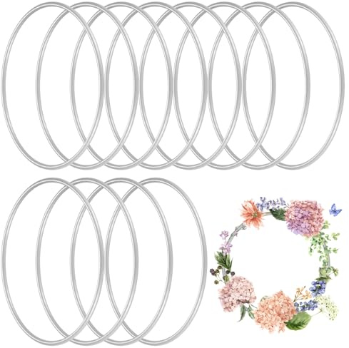 12 Stück Metallringe 10 cm Silber Dekoringe zum Hängen | robust glatt formstabil rostbeständig vielseitig für Traumfänger Makramee Floristik Hochzeitskränze Wickeltechnik DIY