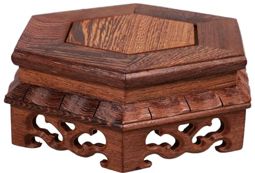 Cabilock Stone Flower Pot Base Stand 6-Legged Display Riser 6.0 Inch Square Plant Pot Holder Indoor Bonsai Shelf for Home Office Decoration
