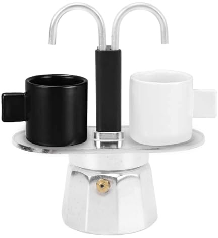 Focket Cafetière à Expresso 2 Tasses, Cafetière à Double Tête de 100 Ml, Cafetière Italienne Classique, Cafetière à Expresso, Cafetière à Conduit Bricolage pour café à la Maison (Base