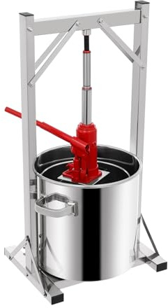 biusgiyeny 22L Edelstahl Fruchtpresse Weinpresse Obstpresse Saftpresse Beerenpresse Gemüsepresse Lebensmittelpresse Wein Saft Entsaften Maschine mit Hydraulischer Hebehilfe