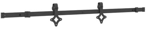 vidaXL Schiebetürbeschlag-Set 152,5 cm Stahl Schwarz, Schiebetür-Beschlag, Schiebetür-Rolle, Schiebetür-System, Schiebetür-Schiene, Schiebetür-Bügel