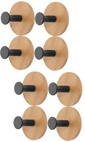UKCOCO 8pcs Stainless Steel Bamboo Towel Hooks Adhesive Wall Hooks Key Hanger for Kitchens Living Rooms Bedrooms