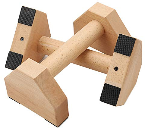 PELLOR Push Up Bar, Wooden Parallettes Bars, Push Up Handles I-Shaped Anti-slip Indoor and Outdoor Arm Chest Muscle Training Fitness Equipment