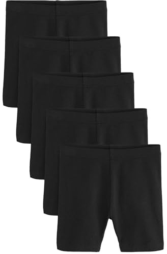 NEXT Fille Short Cycliste Stretch en Coton Majoritaire Longueur Standard, Lot de 5 Noir 4 Ans