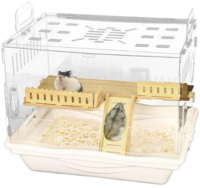 Jaula para hámster, jaula transparente de observación de mascotas para animales pequeños, fácil montaje, transpirable, accesorios para el hogar para amigos, amantes