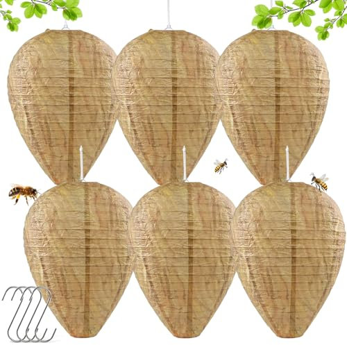 6 Piezas Nido de Avispas, Nido de Avispas Señuelo, Nido de Avispas Artificial, trampa avispas, Impermeable Trampa Avispas Exterior, Trampas Avispas Exterior para casa y jardín al Aire Libre