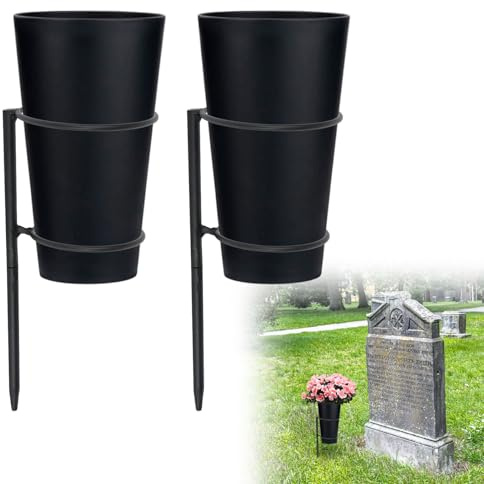 Metal Cemetery Vase Flower Holder Cemetery Flower Vase with Spikes in Ground Memorial Grave Markers Cemetery Outdoor Lawn Yard Funeral Decorations