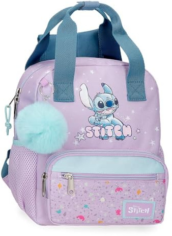 Disney Joumma Lovely Stitch - Zaino scolastico adattabile al carrello, 23 x 28 x 10 cm, in poliestere, 6,44 l, colore: Viola