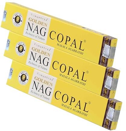 NKlaus Bastoncini di incenso per incenso oro, 45 g, 15 g, 3 x oro, 3 pezzi | per incenso, meditazione, copal