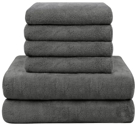 KinHwa Handtuch Set 6er, 2 x Badetuch 70x140 cm + 4 x Handtücher 50x100 cm | Dichte Korallfleece-Struktur, saugstark und angenehm weich. Trocknet schnell, ideal für Dusche, Sauna und Zuhause