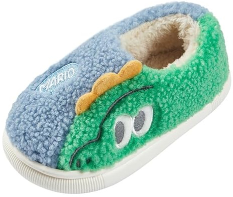SMajong Inverno Pantofole Bambino Ciabatte Dinosauro per Ragazze e Ragazzo Pantofole 37-38EU Blu Verde (Suola Taglia 240)