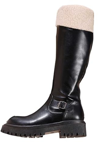 Generisch Bottes hautes 2026, bottes d'équitation hautes au genou avec semelle épaisse, longues pour plus de chaleur, design élégant durable pour un confort de mode, idéal pour l'hiver, Noir , 40 EU