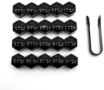 Woniyal 21 TLG Radschraubenkappen für Hyundai Kona 2 SX2 I 2023-2025 17mm 19mm 21mm Sechskant Radmutter Abdeckung mit Abzieher Rostfrei Schwarz Silber Set,Black-21mm