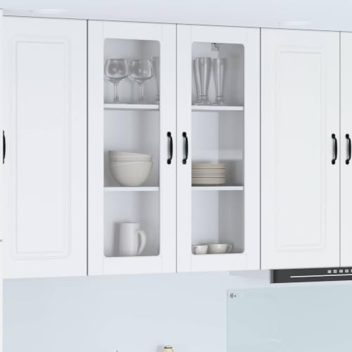 LoogCape köksväggskåp Kalmar vitt trämaterial 80 x 31 x 100 cm med 3 hyllor, 2 dörrar, montering krävs, för förvaring och förvaring i köket