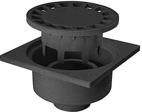 Jardibric – Siphon de Cour 200x200 mm Noir – Regard Évacuation Eau Extérieure Polypropylène