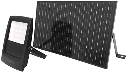 ELEDCO Foco Solar Exterior 200W, Luces Solares LED Modelo All-Black, Lámpara Solar con Mando a Distancia, Sensor de Movimiento (200 Vatios, Luz Blanca 6000K)