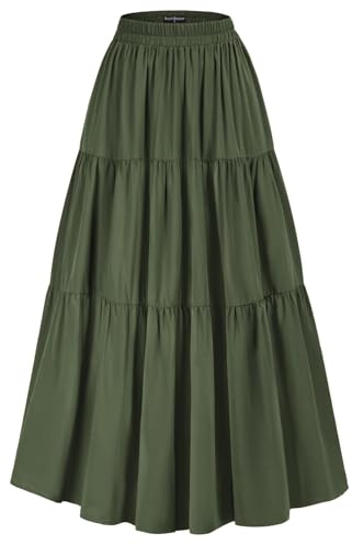 Scarlet Darkness Tiered Skirt for Women Summer 2023 High Waisted Maxi Long Skirts Sage S