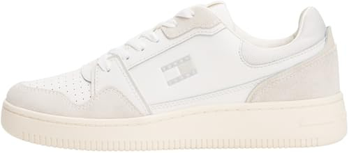 Tommy Jeans Tjw Retro Basket Sneaker Donna En0en02818 Low Top, Bianco Ecru Stratus Grigio, 38 EU