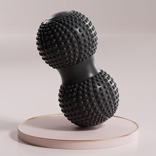 Balle de massage double pour fascia, pieds et cacahuètes, relaxation musculaire profonde, hérisson, étirement, yoga, fitness (noir)