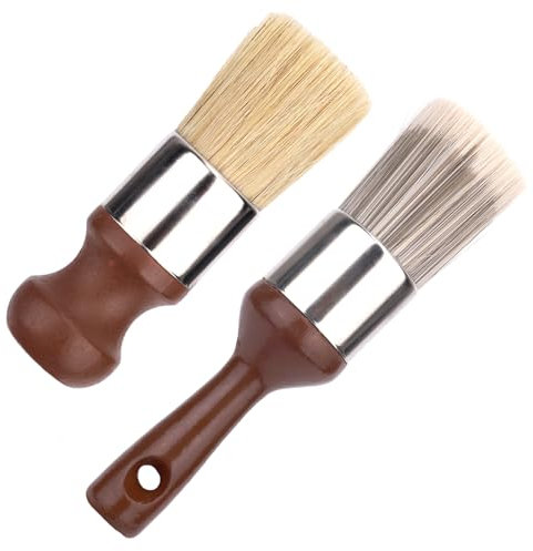 Gosknor 2uds Cepillo Ungüento para Muebles, Cuidado Cuero y Madera Cepillo Limpieza Herramienta Cepillado Cera con Mango Cómodo y Cerdas Suaves para Hogar Limpieza Mantenimiento (Marrón)