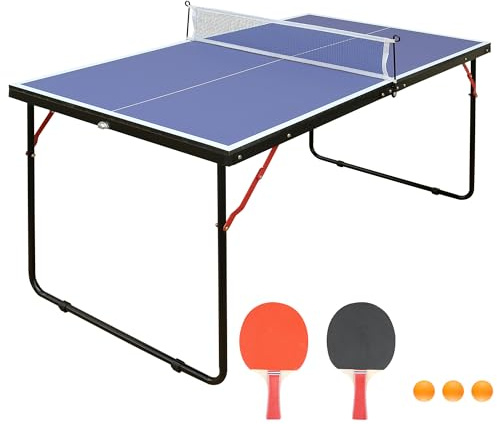Tischtennisplatte, Tischtennis Indoor & Outdoor, 137,17cm x 76,2cm x 68,58cm, faltbar, tragbar, mit Netz + 2 Schlägern, unverzichtbares Familienspiel für Kinder und Erwachsene | Robuste Stahlkonstruktion, wetterfeste Oberfläche, platzsparend, ideal für Heimtraining