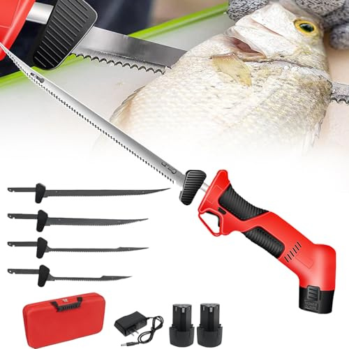 Elektrisk Fiskfilékniv, Trådlös Uppladdningsbar Fiskkniv, Ergonomiskt Halkfritt Handtag Och Snygga Kylventiler, Levereras Med Bärväska, Lämplig För Fiske, Filéering, Utomhusbruk