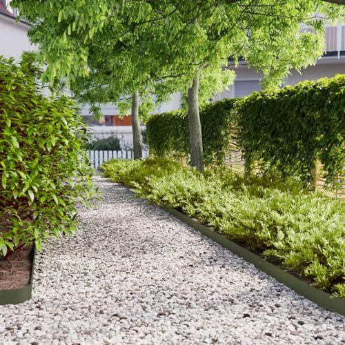 Ordellia 10 bordes para césped, color verde oliva, 10 x 103 cm, de acero laminado en frío, para cerca, borde de césped, borde de parterre, borde de jardín y barrera de raíces en el jardín