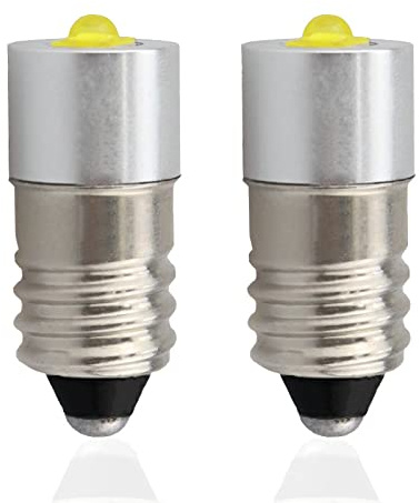 WeiXuan E10 bombillas LED de alta potencia, linterna de repuesto, DC 3V 6V 12V, 3W 230lm, juego de 2(E10 blanco cálido)