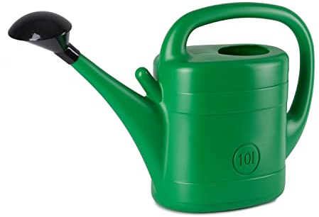 TYMAR Gießkanne mit Brause groß, aus Kunststoff, 10 Liter Volumen, große Gartengießkanne zur Pflege und Bewässerung von Pflanzen in der Wohnung, auf dem Balkon und im Garten (10L)