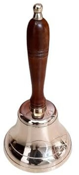 Casa INDUSTRIES Campana de mano de latón y madera para escuela, timbre de servicio de llamadas, campana de mano de madera, campana de Navidad, regalo náutico