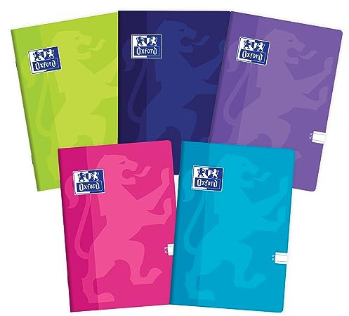 Oxford Touch Notizbuch A4, 60 Blätter, liniert, 5 Stück-Packung Farbenmix