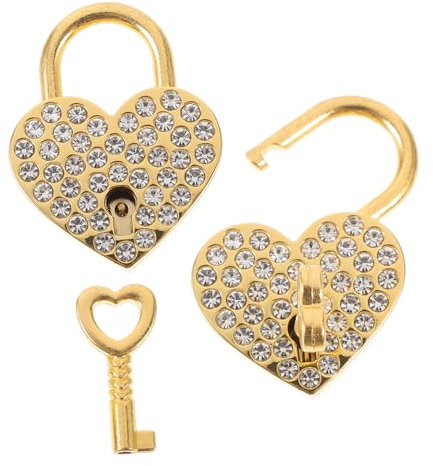 ABOOFAN 6stücke Herzförmige Rhinestone Vorhängeschlösser Mit Schlüsseln Dekorative Liebesschlösser Für Schmuckkästchen Und Reise Goldfarben