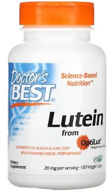 Doctor's Best Lutéine à partir d'OptiLut, 10mg - 120 gélules végétales - Soutien pour la Santé Oculaire