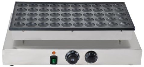 KHZKHC Mini Máquina Comercial De Panqueques De 1700 W, 50 Piezas para Hacer Panqueques Holandeses, Temperatura Independiente 50-300 ℃ (122-572 ℉) Y Control De Tiempo 0-5 Min, para Cocina, Cafetería