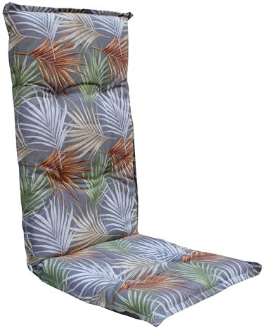 Spetebo Cojín de fácil cuidado para respaldo alto, hojas de palmera, cojín para silla de jardín con correa de sujeción