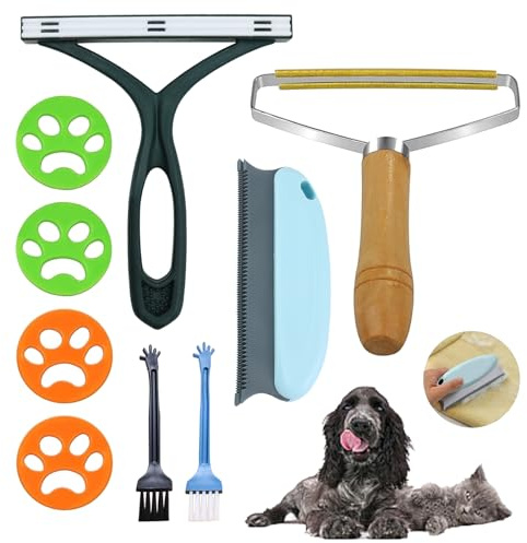 TICKLELY 9 Pcs Tierhaarentferner Set - Fusselentferner Magische Pfoten Fusselbürste Kleiderbürste Katzenhaarentferner Mini-Nylonbürste, für Kleidung, Teppich, Sofa, Strick, tierhaar