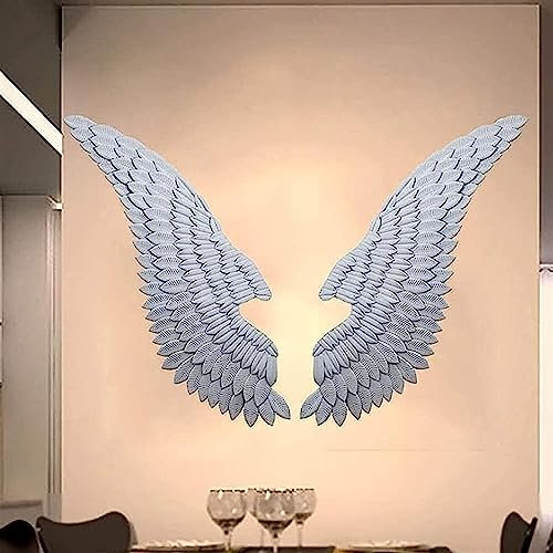 FGAQLUK Decorazione Da Parete Con Ali D'angelo 3D, Scultura Da Parete Con Ali In Ferro Battuto Retrò Art Deco, Scultura Da Parete Con Ali Grandi, Ferro Battuto Vintage Fatto A Mano(Bianco,1.1m)