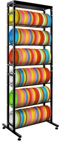 Sidasu 6-Tier Discs Golf Rack,Metal Disc Golf Storage Rack, Space-Saving Disc Station for Disc Golf Storage Shelf-Black