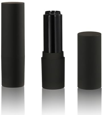 COSIDEA 20 st tomma fyrkantiga läppstiftsrör lasergravering guld vit läppstift tub förpackning läppklam gör-det-själv-behållare, Rundsvart, minimalist