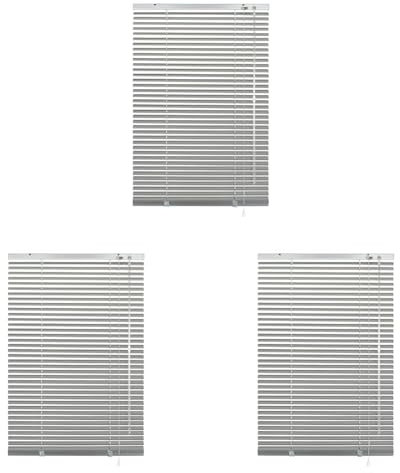 Deco Company Alu-Jalousie ohne Bohren, Zum Klemmen, Inkl. Klemmträgern, Sichtschutz, Lichtschutz, Blendschutz, Aluminium-Jalousie, Silber, 90 x 175 cm (Packung mit 3)
